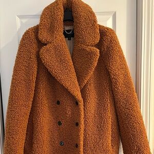 J. Crew Women’s Double-Breasted Teddy Sherpa Topcoat in Adobe Clay